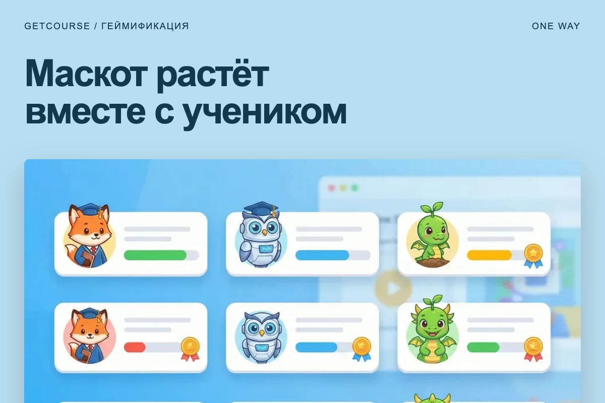 Маскот, который меняется по мере прохождения курса